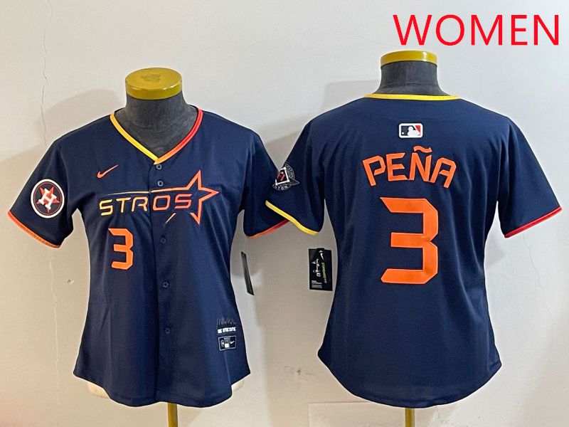 Women Houston Astros #3 Pena Drak Blue Three generations Joint Name 2025 Nike MLB Jersey style 4107